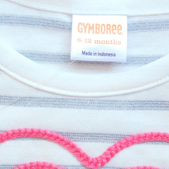 Gymboree Baby Girls Pink Knit Tutu Dress Set 6-12 Mo Heart Applique Long Sleeve - Picture 2 of 6